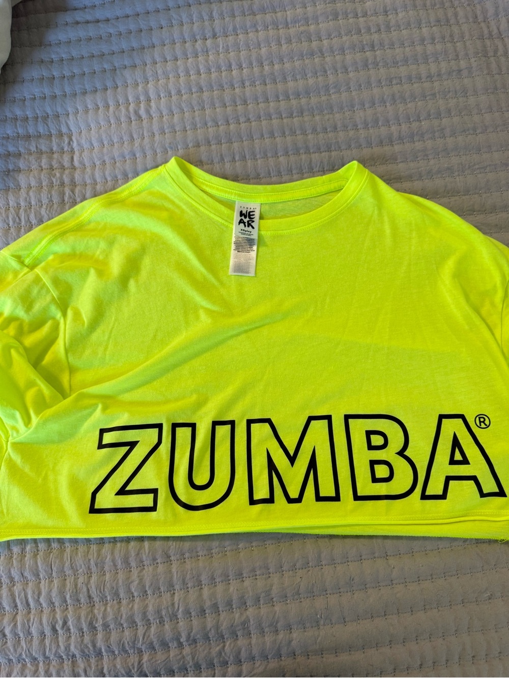 Zumba Fitness Neon Yellow Graphic Tee with Black Logo